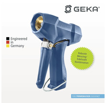 GEKA Logo. Wasserstrahlregler aus Messing und Edelstahl. Geeignet für Trinkwasser. Hergestellt in Deutschland.