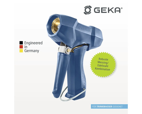 GEKA Logo. Wasserstrahlregler aus Messing und Edelstahl. Geeignet für Trinkwasser. Hergestellt in Deutschland.