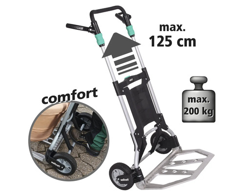 Wolfcraft Transportkarre mit maximal 125 Zentimeter Höhe und 200 Kilogramm Traglast
