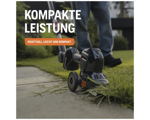 Coupe-bordures à batterie en cours d'utilisation pour couper l'herbe le long d'un trottoir