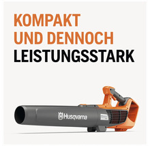 Souffleur de feuilles Husqvarna avec l'inscription Compact et néanmoins puissant
