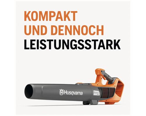 Souffleur de feuilles Husqvarna avec l'inscription Compact et néanmoins puissant