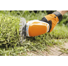 Cisailles à gazon sans fil en action pour couper l'herbe