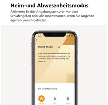 Smartphone affichant le mode Home pour activer les capteurs