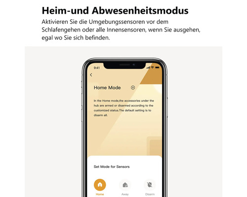 Smartphone affichant le mode Home pour activer les capteurs