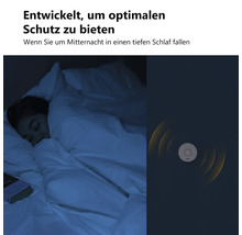 Scène avec une personne dormant dans un lit et un appareil offrant une protection