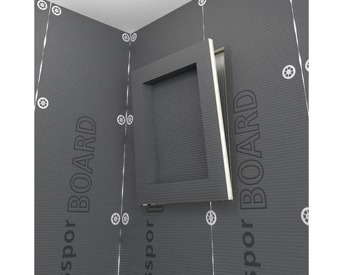 Vue d'angle d'éléments de paroi de douche avec niche intégrée