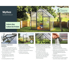 Mythos Gewächshaus mit fünf Jahre Garantie, robustem Aluminiumrahmen, Lüftungsfenster, Doppelsteg Polycarbonat Paneele und abschließbarem Türgriff