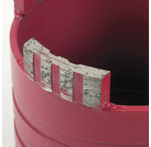 Detailaufnahme einer Bohrkrone mit Diamantsegmenten für Bohrmaschinen