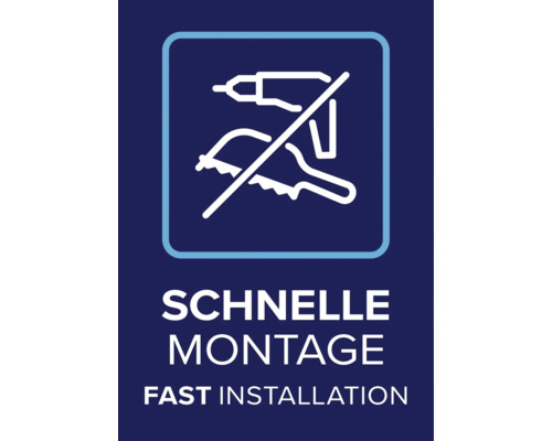Symbol für schnelle Montage ohne Werkzeug.