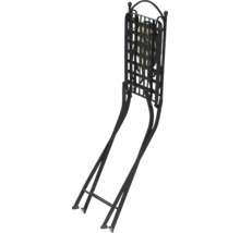 Chaise de jardin pliante en métal noir avec assise en mosaïque, pliée.