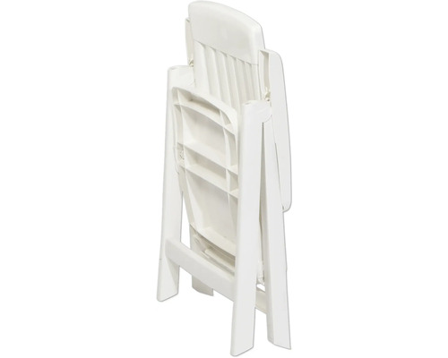 Chaise de jardin pliante en plastique blanc.