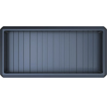 Carré potager rectangulaire en métal vu de dessus avec plaque de fond profilée.