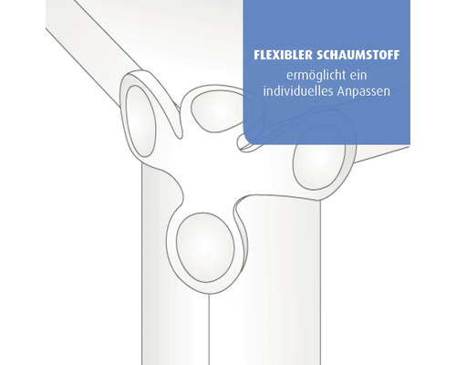 Flexibler Schaumstoff an einem Verbindungspunkt für individuelle Anpassung.