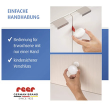 reer Magnetschloss für Schränke und Schubladen, Einhandbedienung für Erwachsene, kindersicherer Verschluss