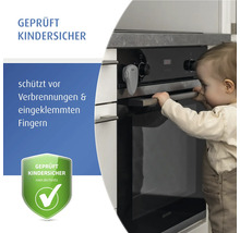 Sécurité de four pour enfants installée, protège les jeunes enfants des brûlures et des doigts coincés, sécurité enfant testée.