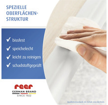 reer Kantenschutz, bissfest, speichelecht, leicht zu reinigen, schadstoffgeprüft, spezielle Oberflächenstruktur, reer Logo.