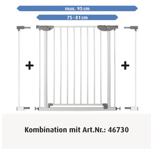 Türschutzgitter mit Verlängerungen, Breite 75 bis 81 Zentimeter, maximal 95 Zentimeter, Kombination mit Artikelnummer 46730.