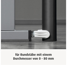Adaptateur de fixation pour barrière de sécurité sur des barres rondes d'un diamètre de 0 à 80 millimètres.