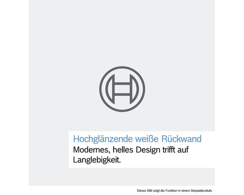 Logo Bosch. Paroi arrière blanche brillante. Design moderne et durable.