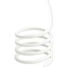 Spiralförmiges weißes Kunststoffkabel oder Schlauch.