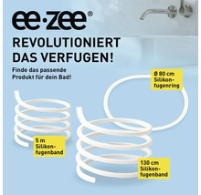 ee-zee Logo, Silikon-Fugenband in 5 Meter und 130 Zentimeter Länge sowie Silikon-Fugenring mit 80 Zentimeter Durchmesser für das Bad.