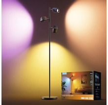Lampadaire Govee Tree avec trois têtes LED réglables et projection lumineuse, avec emballage du produit.