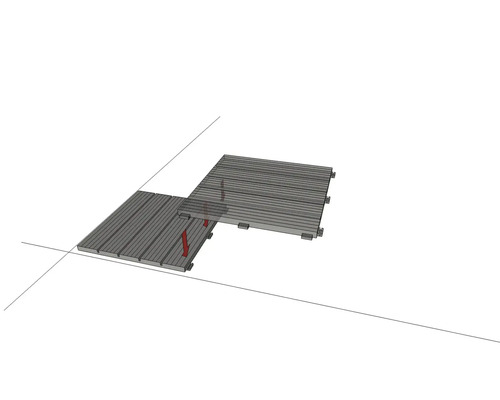 Illustration der Verlegung von Terrassenfliesen mit Klicksystem.