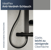 Ideal Standard Duschthermostat mit IdealFlex Anti-Verdreh-Duschschlauch, glatte und leicht zu reinigende Oberfläche.
