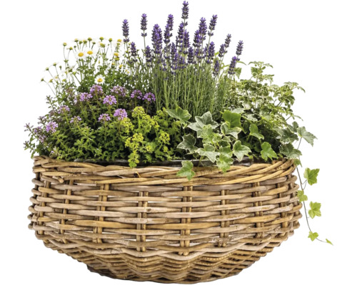 Panier à plantes Leah Jakarta fibre naturelle 38 x 38 x 16 cm gris marron