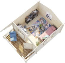Abri de jardin Palmako Emma 10,4+4,2 m² avec plancher 394 x 490 cm naturel