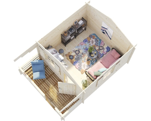 Abri de jardin Palmako Emma 10,4+4,2 m² avec plancher 394 x 490 cm naturel