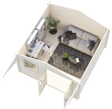 Abri de jardin Palmako Sally 12,3 m² y compris plancher et auvent 426 x 530 cm imprégné par immersion gris