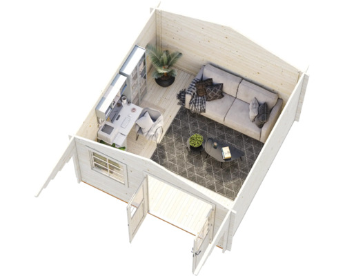 Abri de jardin Palmako Sally 12,3 m² y compris plancher et auvent 426 x 530 cm imprégné par immersion gris