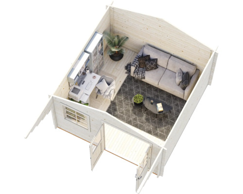 Abri de jardin Palmako Sally 12,3 m² y compris plancher et auvent 426 x 530 cm imprégné par immersion marron