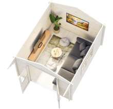 Abri de jardin Palmako Sally 10,2 m² y compris plancher et auvent 362 x 440 cm imprégné par immersion gris