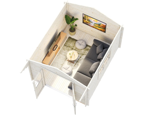 Abri de jardin Palmako Sally 10,2 m² y compris plancher et auvent 362 x 440 cm imprégné par immersion gris