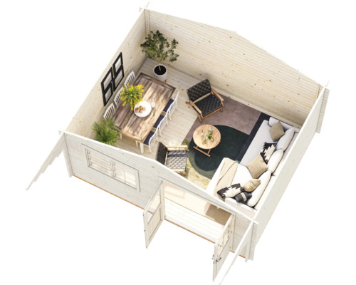 Abri de jardin Palmako Sally 19,1 m² y compris plancher et auvent 577 x 560 cm imprégné par immersion marron