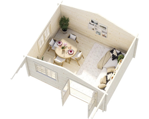 Abri de jardin Palmako Helena 15,1 m² y compris plancher et auvent 514 x 524 cm imprégné par immersion gris