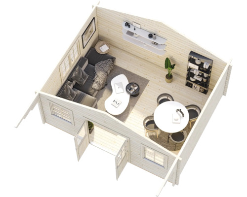Abri de jardin Palmako Helena 18,6 m² y compris plancher et auvent 608 x 554 cm imprégné par immersion marron