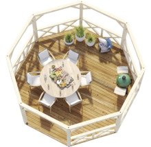 Pavillon Palmako Betty 18,0 m² octogonal avec garde-corps sans plancher 465 x 465 cm apprêt par immersion gris
