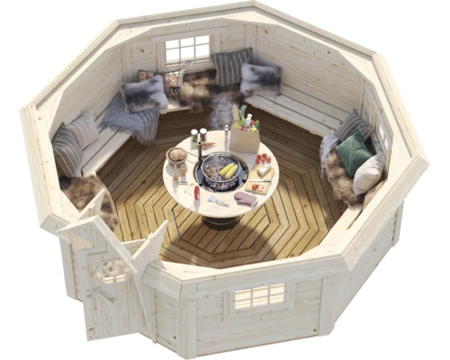 Grill Kota Palmako Eva 11,4 m² y compris plancher 419 x 419 cm imprégné par immersion marron