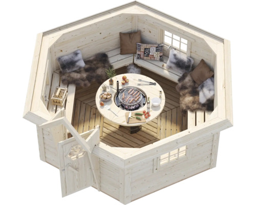Grillkota Palmako Eva 8,7 m² inkl. Fußboden 372 x 372 cm tauchgrundiert grau