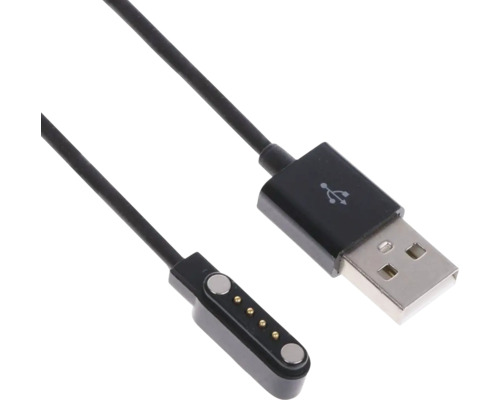 USB-Ladekabel mit USB-A-Stecker und magnetischem 4-Pin-Anschluss.