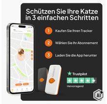 Traceur GPS Weenect pour chat : configurer en trois étapes. Acheter le traceur, choisir l'abonnement, télécharger l'application. (Image AI modified or generated)