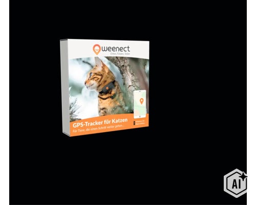 Emballage du traceur GPS Weenect XS pour chats, Black Edition. (Image AI modified or generated)