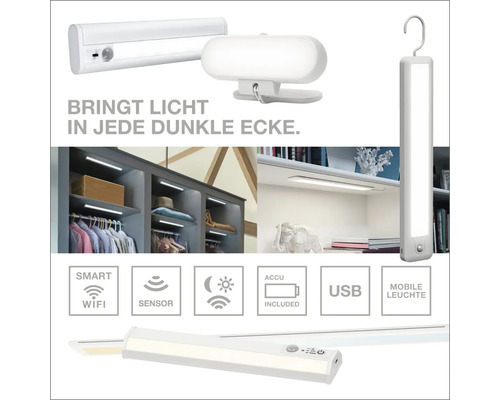 LED Unterbauleuchte dimmbar 7,5W 480 lm Einstellbares Weiß mit Sensor 55 cm Linear Angle weiß