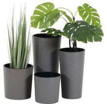 Pflanztopf Siena Garden Eco Lens Kunststoff Holz 2er-Set Ø 30 cm H 30,5 cm grau inkl. Pflanzeinsatz