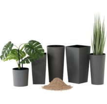 Pflanztopf Siena Garden Eco Lens Kunststoff Holz 2er-Set Ø 30 cm H 30,5 cm grau inkl. Pflanzeinsatz