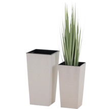 Vase à plantes Siena Garden Nizza en plastique imitation bois lot de 2 30 x 30 x 46,5 cm blanc avec insert pour plante